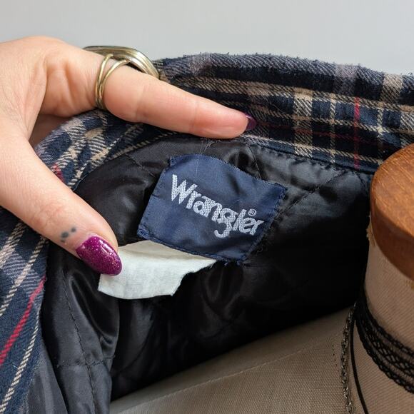 Vintage Wrangler Flannel Jacket Plaid Thermal Shacket Grunge Gorpcore Coat Large - Picture 11 of 13